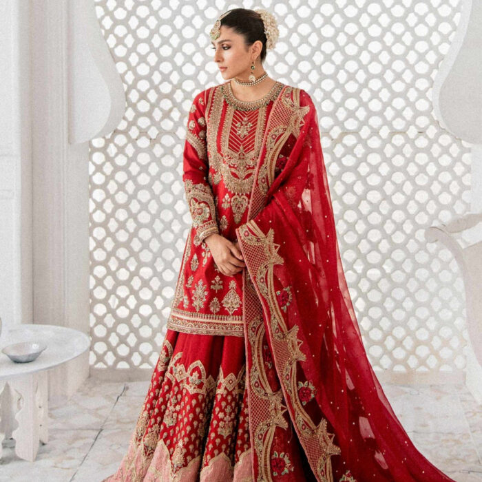 Bridal Simple Red Lehenga Kameez for Indian Bridal Wear