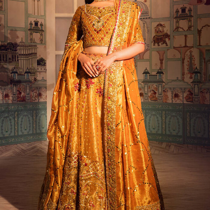 Embellished Yellow Lehenga Choli Pakistani Mehndi Dresses